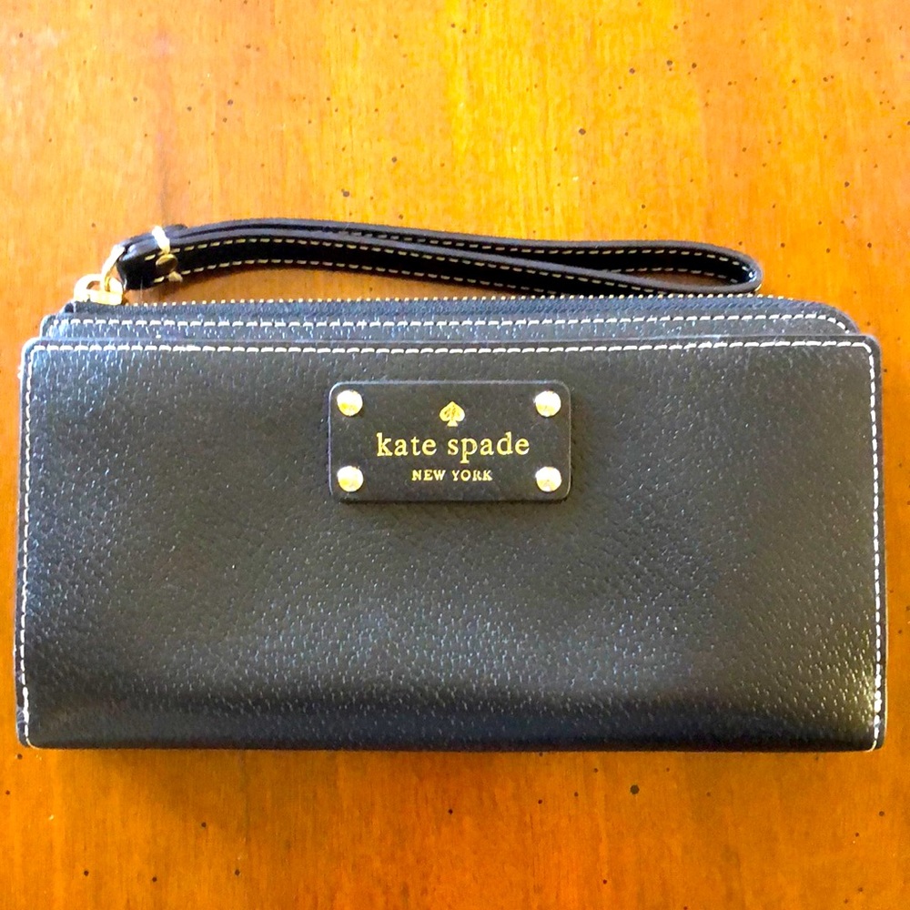 Kate Spade Black Pebbled Leather Clutch Wallet